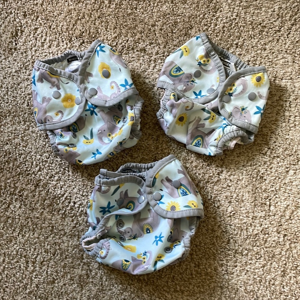 Set of 3 Thirsties Cloth Diaper Covers - Elephants